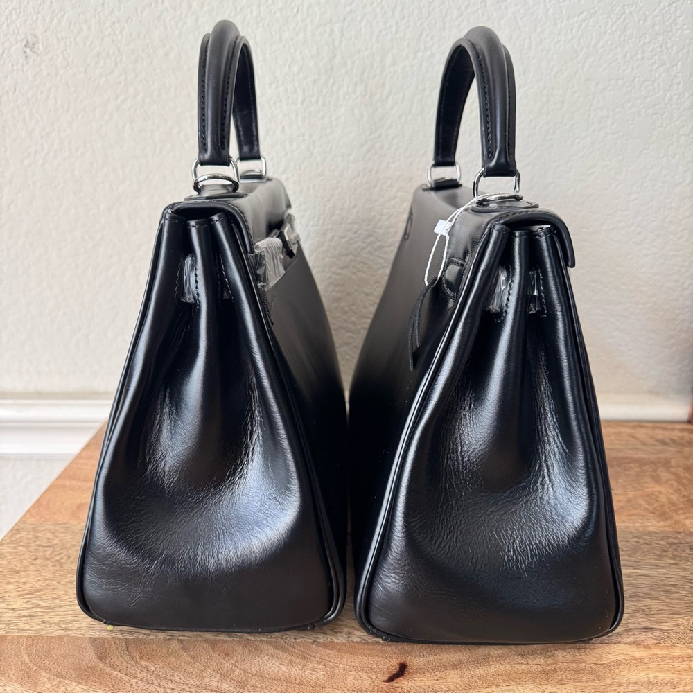 *READ LEATHER INSIDE & OUT | Black 28 Belted Smooth Leather Top Handle Bag - Picture 5 of 12